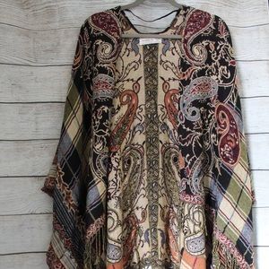 A&F Paisley Plaid Boho Poncho / Wrap / Shawl